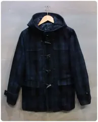 M コムサイズム ウール CHECK ジップアップ ダッフル コート