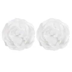 PATIKIL ローズフラワーヘアクリップ 2個入りヘアピンフローラルブローチ 手作りファブリックフラワーブローチ レディースブ ライダルウィメンズハットドレスシャツ用 ホワイト