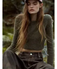 ZARA ザラ レディース ニート コントラスト スティッチ ニート クロップド トップス