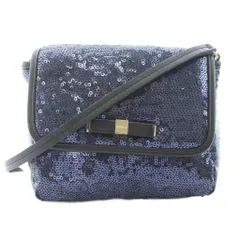 フルラ FURLA ショルダーバッグ フラップ スパンコール装飾 レザー 紺 ネイビー /KU