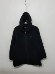 (L) フィラ ボア アウター ブラック FILA フリース フーデッドジャケット