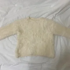 アイボリー クロップド ニット アンゴラ ファーニット