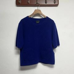 希少】Drawer ドゥロワー ショートスリーブニット Vネック ネイビー 1