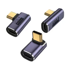 USB Type-C 変換アダプター, 40Gbps高速データ転送, 100W/5A PD充電対応, Thunderbolt 3互換, 90度L字型対応 (3種セット)