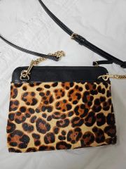 美品 FIRAMI ショルダーバッグ レオパード柄 イタリア製レザー＆ハラコ 