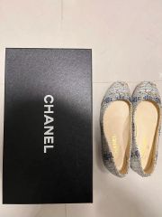 CHANEL ツイード ビジュー フラットシューズ | Mercari
