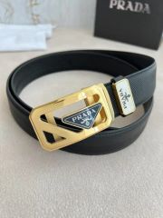 未使用級 PRADA レザー ベルト CINTURE 85cm バックル ロゴ - メルカリ