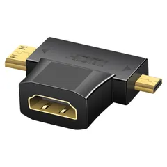 HDMI 変換アダプター 2-in-1 ミニ Mini HDMI & マイクロ Micro HDMI オス to HDMI メス 変換コンバーター 1080P 60Hz ハイビジョン 解像度 ブラック 互換ノートパソコン プロジェクター タブレット  ...