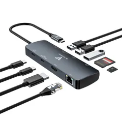 ブラックオーム USB-Cハブ 9in1 USB ハブ usbhub マルチUSBハブ 防水袋付き USB3.0 5Gbps 2ポート USB2.0 1ポート Type-C PD100W急速充電ポート Type-C 通信ポート 5Gbps高速転送 H ...