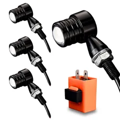 YESprime バイク ウインカー 砲弾型 LED 12V 汎用 高輝度 ミニ 防水 アンバー 方向指示器 ウィンカー 4個 リレー付き Cタイプのサムネイル