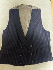 新品「eleventy」ストライプ柄 カシミア混 ダブル ジレ イタリア製 L 