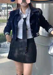 modern robe スタジャン ジャケット クロップド ネイビー