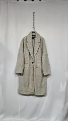 ZARA オーバーサイズ ブークレ ロングコート (薄カーキ)
