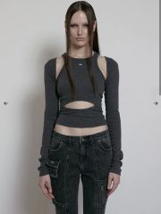 layered garter cami stripe gray - メルカリ