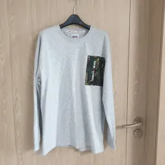 M)トミー ジーンズ メンズ ミリタリー ポケット 長袖Tシャツ