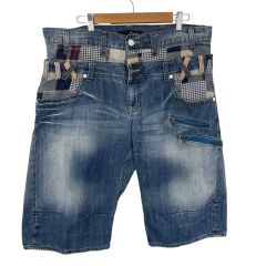 デニムハーフパンツ 00s 古着 チェック グランジ y2k アメカジ 