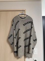 美品正規品】BALENCIAGA グレーロゴニットセーターユニセックスM 
