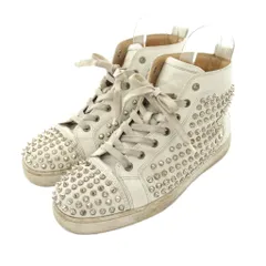 クリスチャンルブタン Christian louboutin 1101083 LOUIS FLAT CALF SPIKES スパイク ハイカット スニーカー シューズ スタッズ 41 白 ホワイト /YM