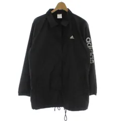 アディダス adidas コーチジャケット 上着 M 黒 ブラック 長袖 襟付き ロゴ入り /GG ■NI