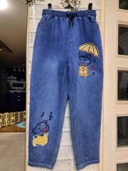 未使用タグ付【ハイヘイホー】サメ ワイドデニム風パンツ ゆるダボ 