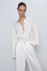定価6290 ZARA ライトブルー 七分シャツ ワイシャツ - メルカリ