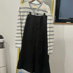 ボーダー柄カーディガン＋ロング丈スカート セット