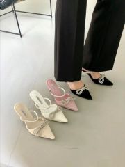 新品/箱付】snidel/スナイデル リボンミュール ホワイト Mサイズ