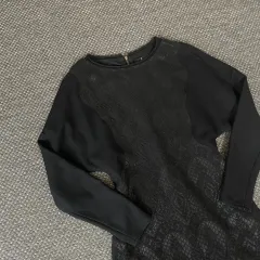 LANVIN ブラック レースパータン アクリル ポリ ウール 長袖 ONE PIECEのサムネイル