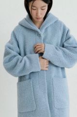 【極美品】ebure スーリーアルパカシャギーピーコート スカイブルー 希少色 極美品】ebure スーリーアルパカシャギーピーコート スカイブルー 希少
