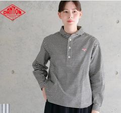 DANTON リネン 半袖 プルオーバーシャツラウンドカラー ホワイト麻100