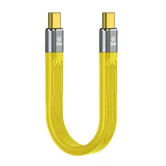 CY イエロー Type-C USB-C オス - オス USB4 40Gbps 100W 8K フラット スリム FPC データケーブル 13cm ノートパソコン 携帯電話用