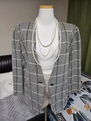 洗練 ハイクオリティ モダン CHECK ルーズフィット ウールジャケット