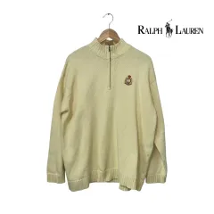 POLO RALPH LAUREN ポロラルフローレン ハーフジップ ニット セーター アイボリー XL ユニセックス 正規品 ヴィンテージ