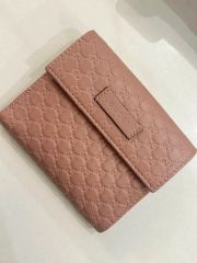 良品 GUCCI グッチ マイクロシマ 二つ折り財布 ラウンドジップ ピンク