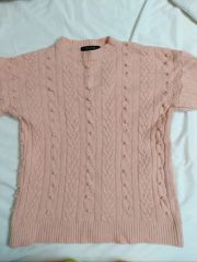 Chacott ノーソーイングニット 7分袖メッシュTシャツ ベビーピンク