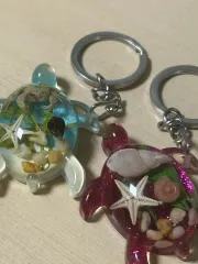 幸運の亀 レジン キーホルダー 出品
