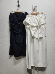 (新品) ゴープコア ルック シャーリング ロング スカート (ブラック/アイボリー)