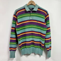 90 ポロ 90s ストライプ カラーネック ニット