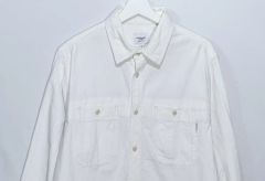 レア 90s〜 FLAX ホワイト 織ストライプ 長袖シャツ L リトアニア製