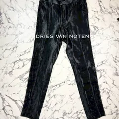 美品/リネン&キュプラ●ドリス ヴァン ノッテン DRIES VAN NOTEN パンツ スラックス スキニー ブラック 黒 光沢 麻 メンズ 46  春夏 薄手のサムネイル