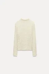 新品 ZARA ザラ テクスチャ トップス クリーム L