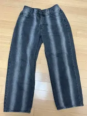 レディース ワイド ブラックジーン デニム M