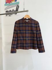 N0712-17☆Yves Saint Laurent チェック柄 ジャケット - メルカリ