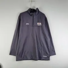 F9127 アシックス メンズ100 アウトドア 起毛 ジップTシャツ/ダークのサムネイル