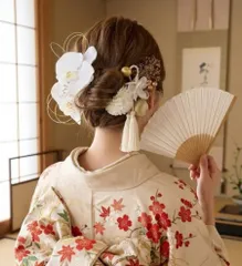 成人式髪飾り ♥胡蝶蘭髪飾り前撮り結婚式 挙式 卒業式 七五三 二十歳のつどい 和装 高級造花  ヘッドドレス