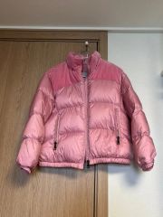 MONCLER ベルベット ダウンジャケット ピンク - メルカリ