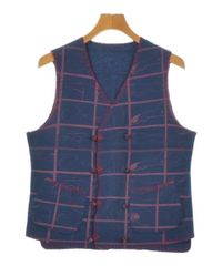 美品 ケンゾー KENZO ウール100% チェック柄 ベスト ジレ パープル