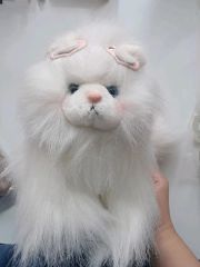 白い猫のぬいぐるみ リアルな毛並み 昭和レトロ アンティーク