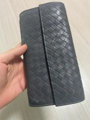 ボッテガべネタブラックレザー編み込み長財布 - メルカリ