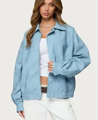 アディクテッド レディース アウター ジャケット・ブルゾン レザー フェイクレザー Edikted Womens Oversized Washed Faux Leather Jacket Lightbluewashed ブルー
